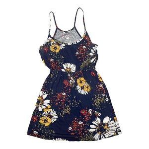ROXY Floral Navy Dress with spaghetti straps size: L ✨EXCELLENT CONDITION✨🌸🌺